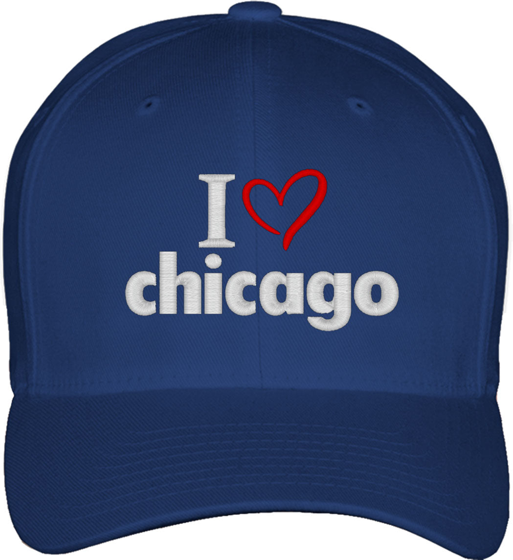 I Love Chicago Fitted Baseball Cap