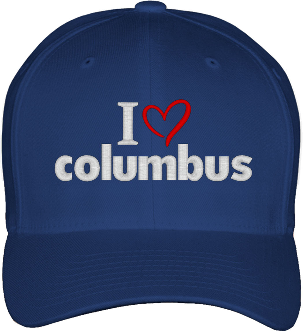 I Love Columbus Fitted Baseball Cap