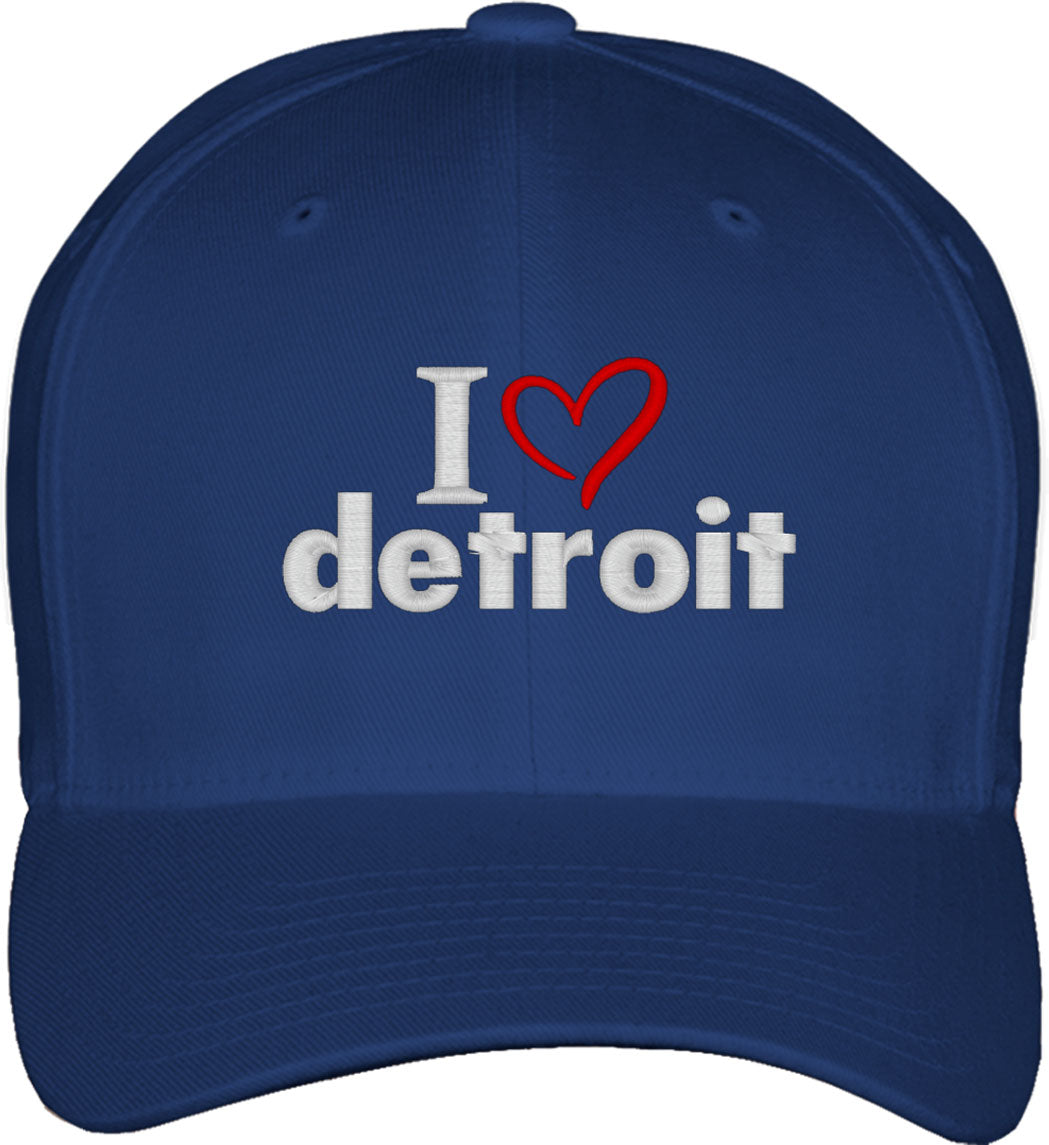 I Love Detroit Fitted Baseball Cap