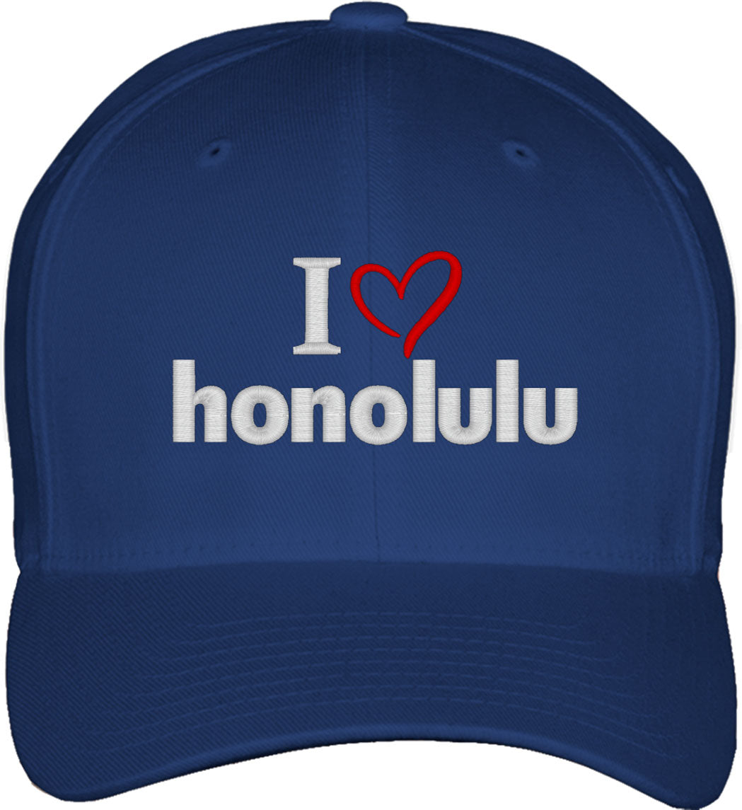 I Love Honolulu Fitted Baseball Cap