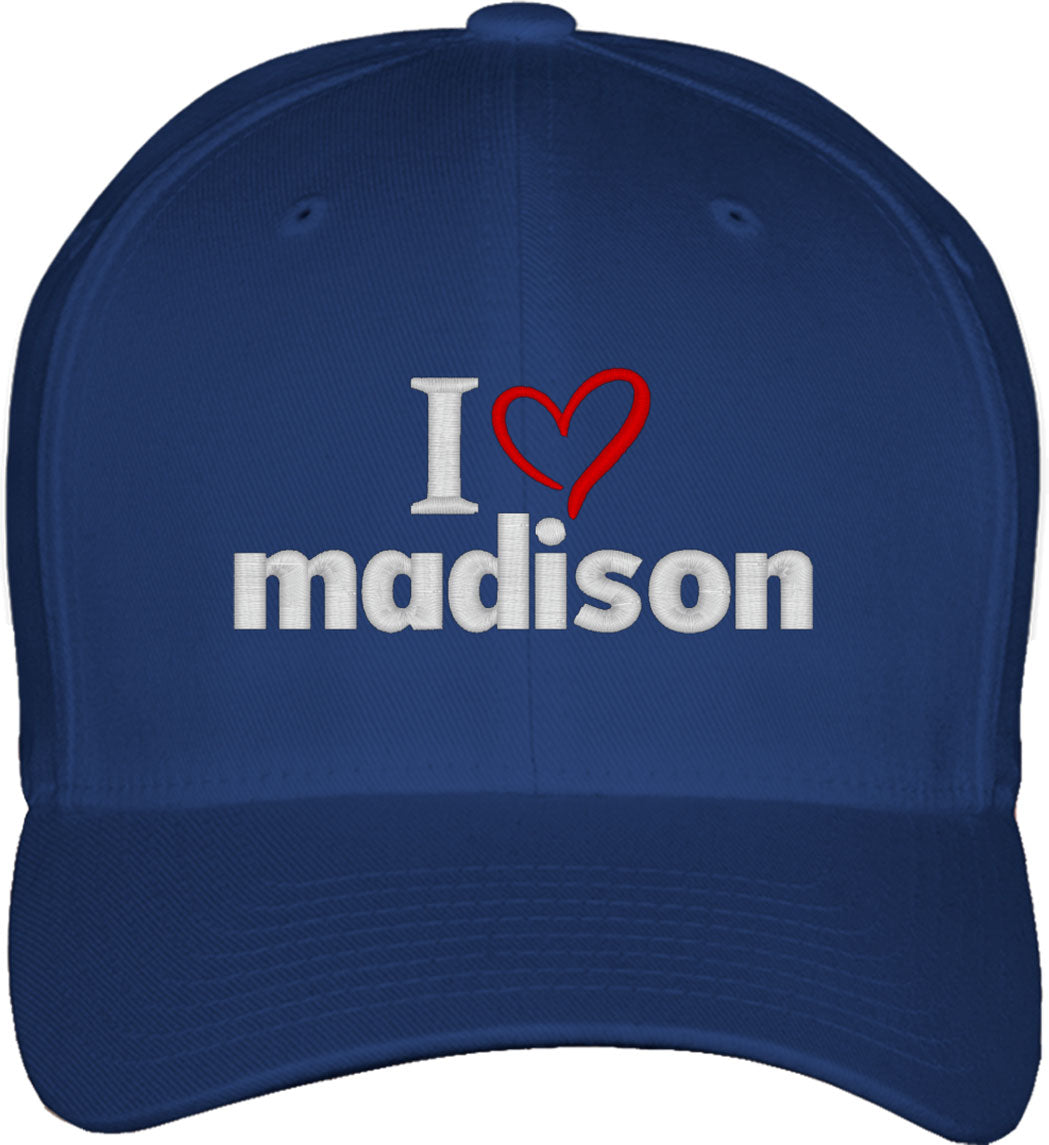I Love Madison Fitted Baseball Cap