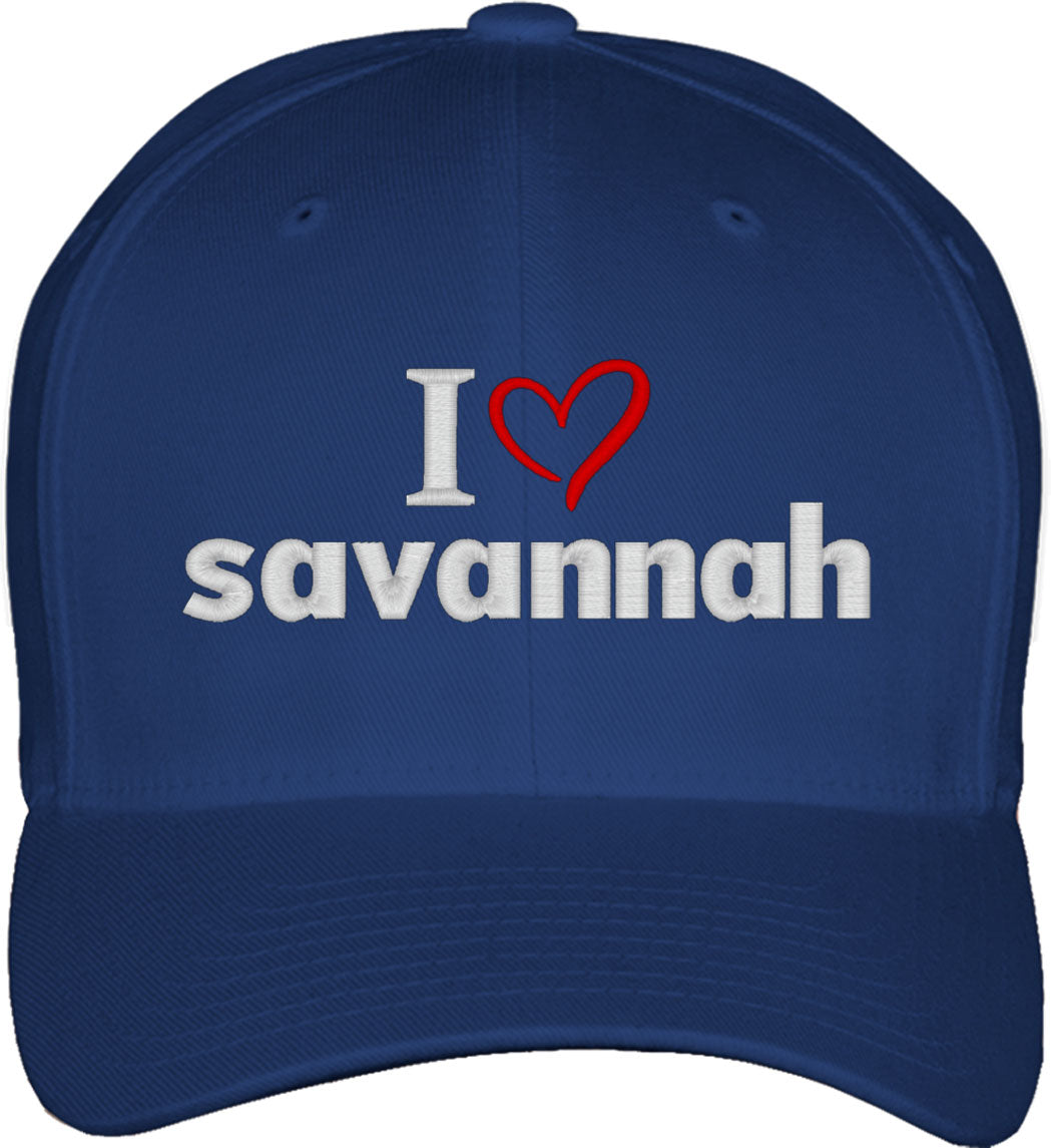 I Love Savannah Fitted Baseball Cap