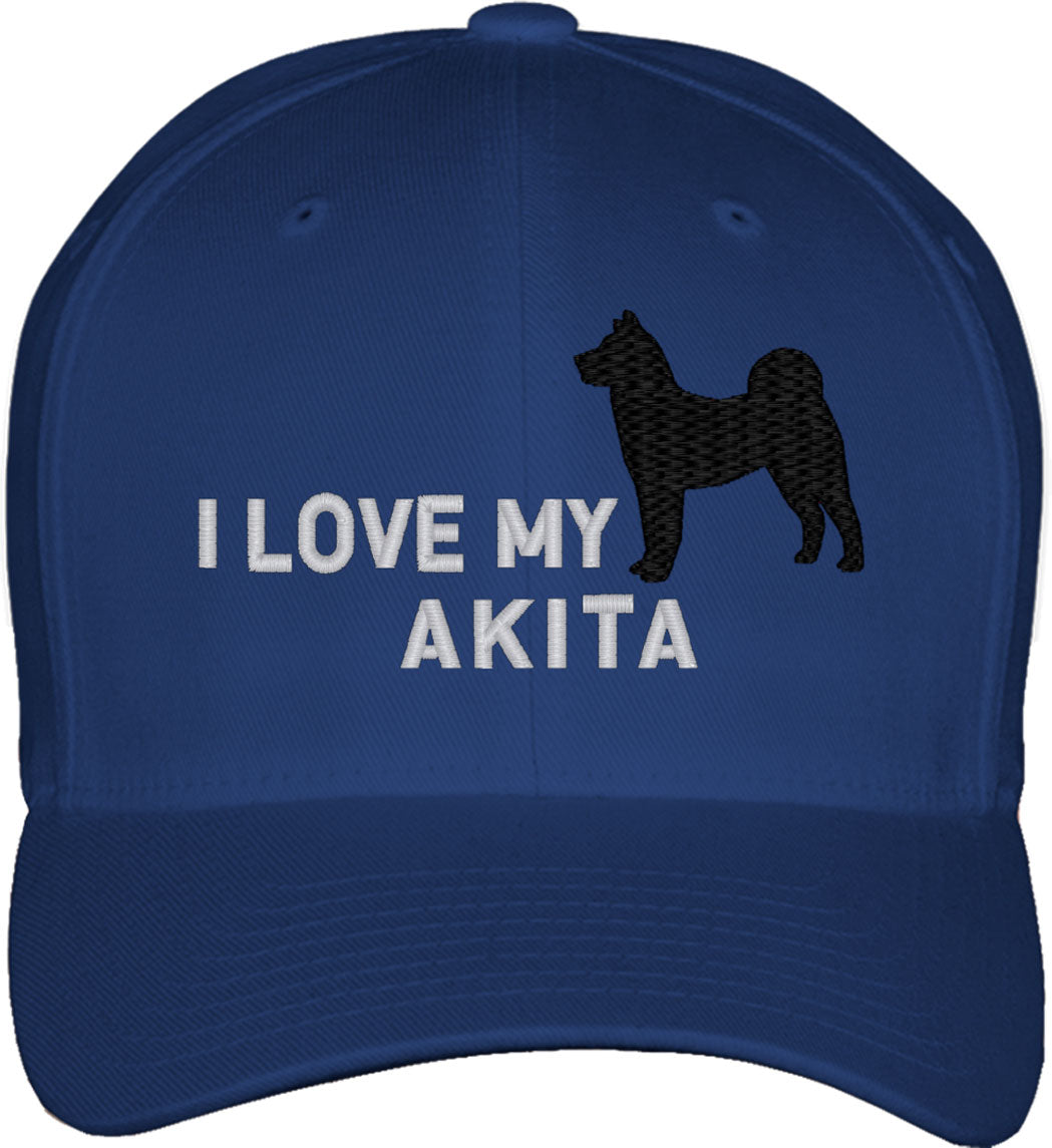 I Love My Akita Dog Fitted Baseball Cap