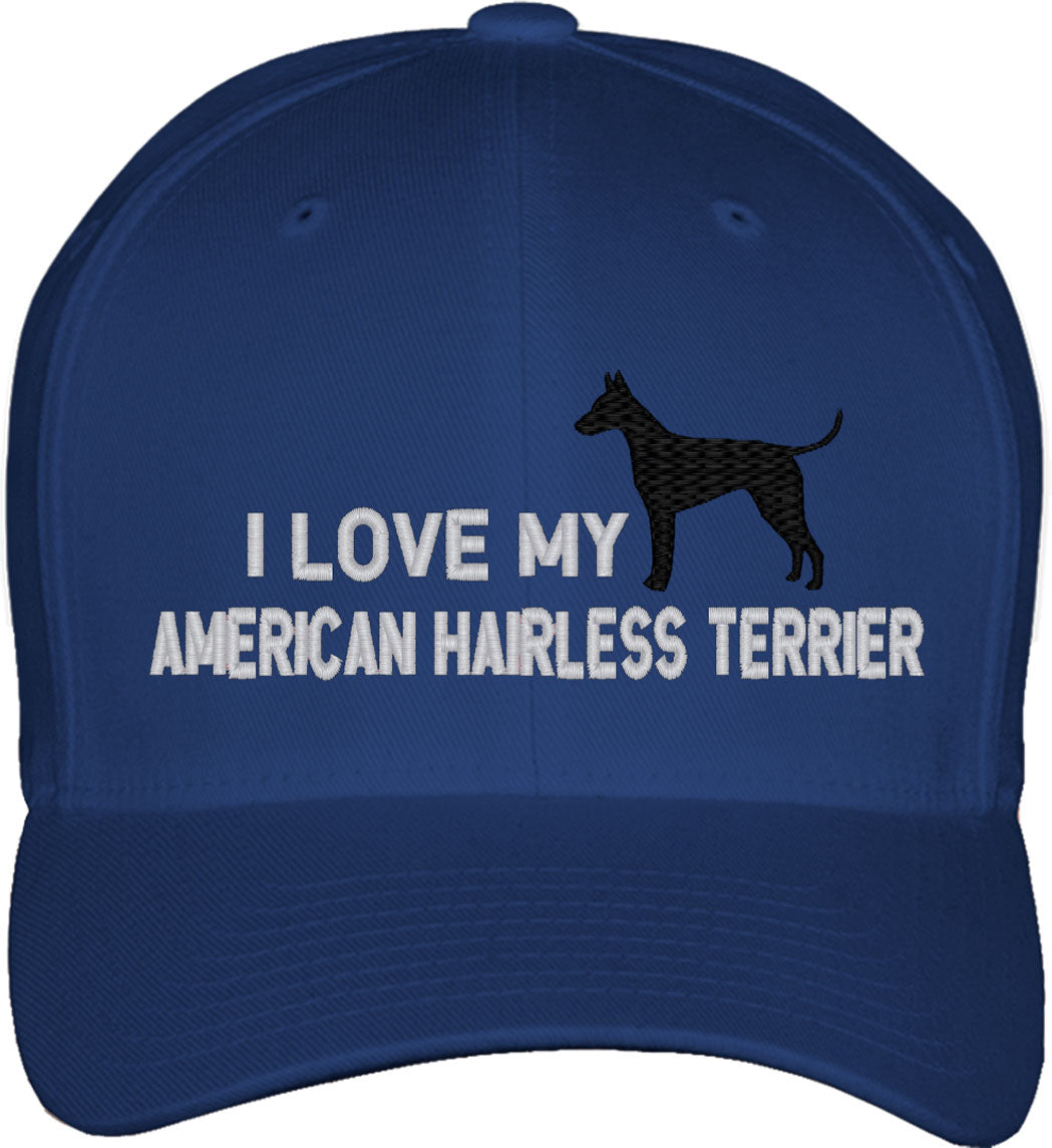 I Love My American Hairless Terrier Dog Fitted Baseball Cap
