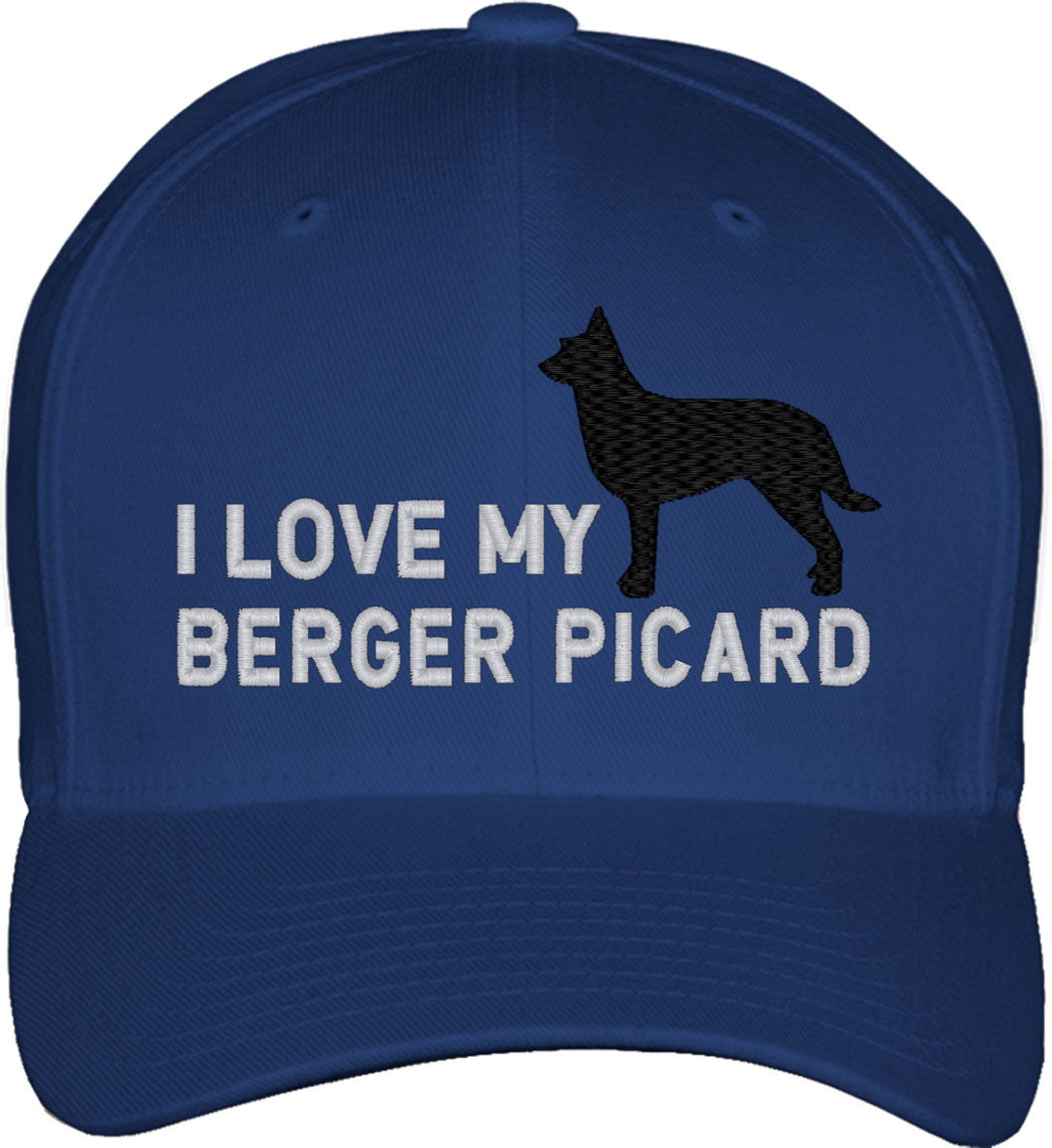 I Love My Berger Picard Dog Fitted Baseball Cap