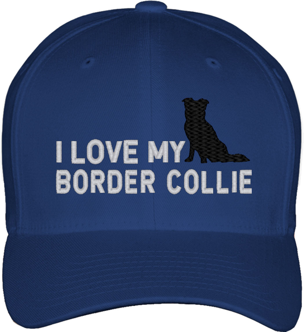 I Love My Border Collie Dog Fitted Baseball Cap