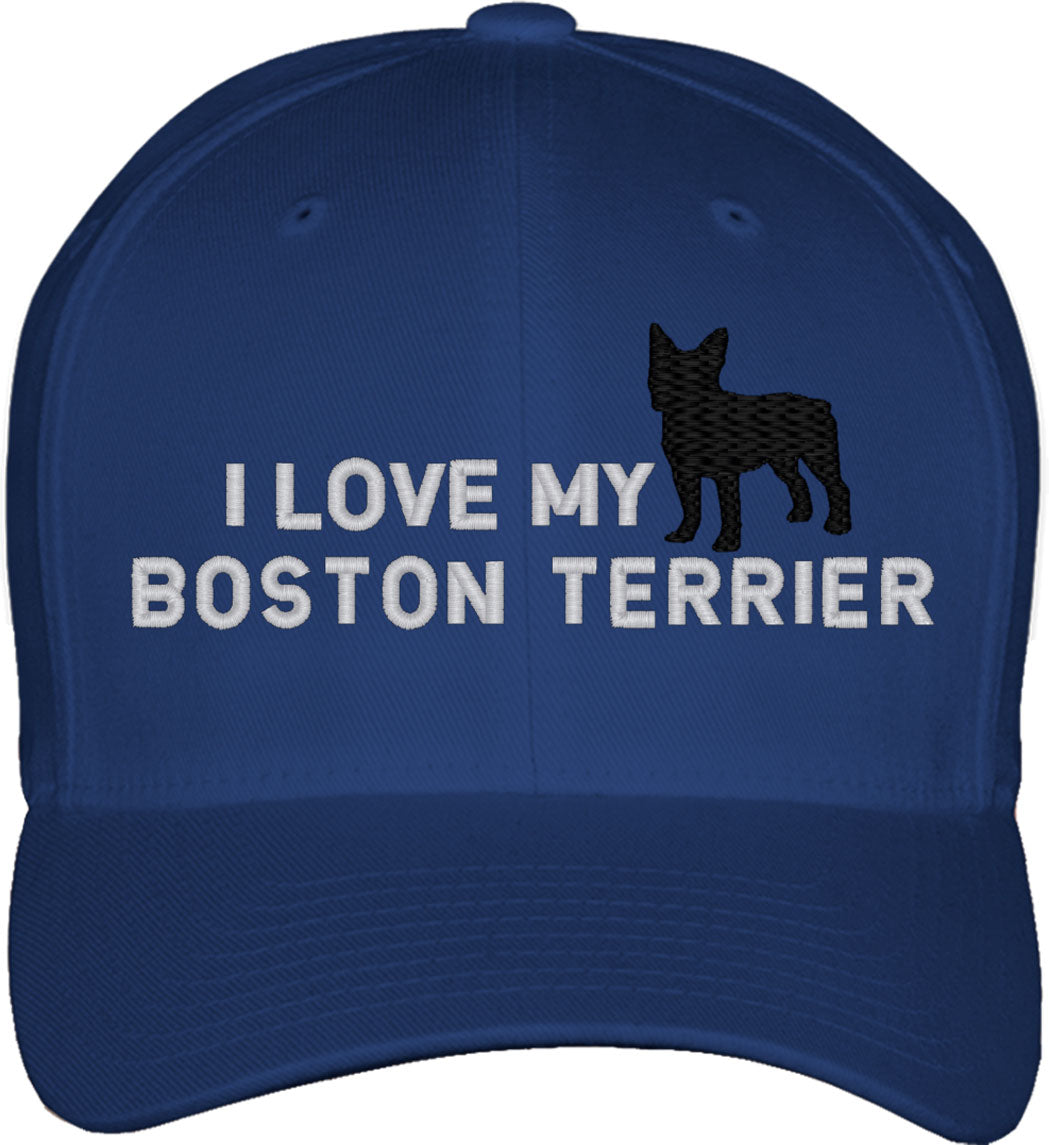 I Love My Boston Terrier Dog Fitted Baseball Cap