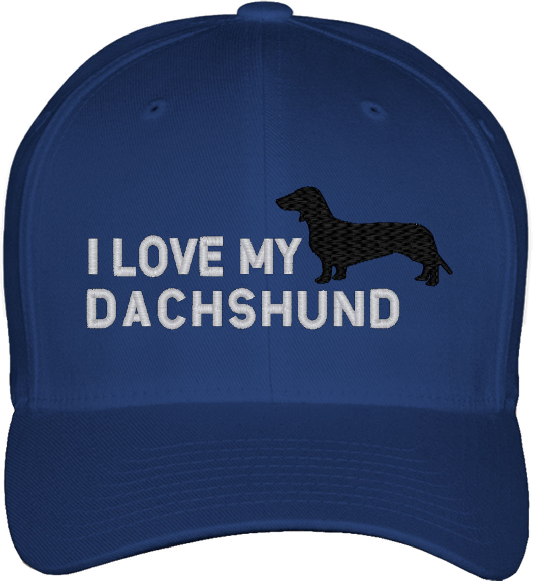 I Love My Dachshund Dog Fitted Baseball Cap