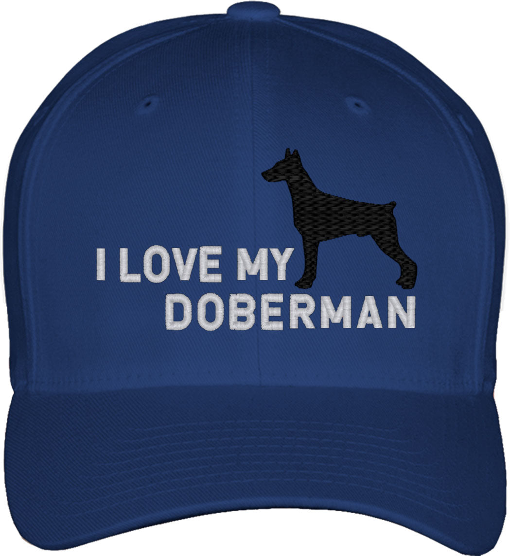 I Love My Doberman Dog Fitted Baseball Cap