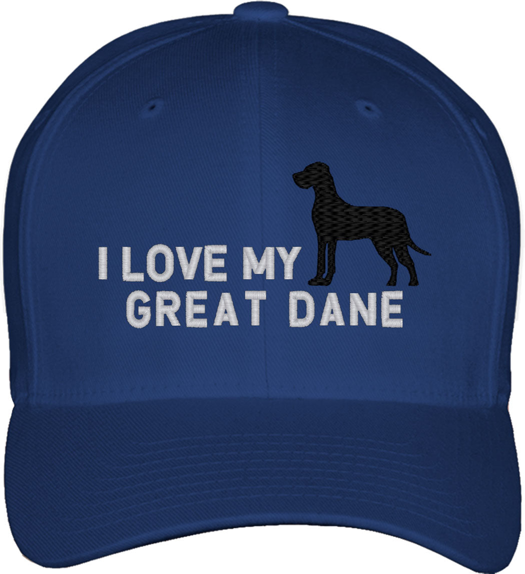 I Love My Great Dane Dog Fitted Baseball Cap