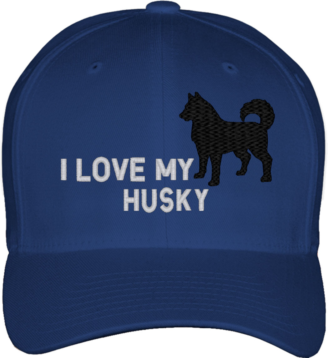 I Love My Husky Dog Fitted Baseball Cap