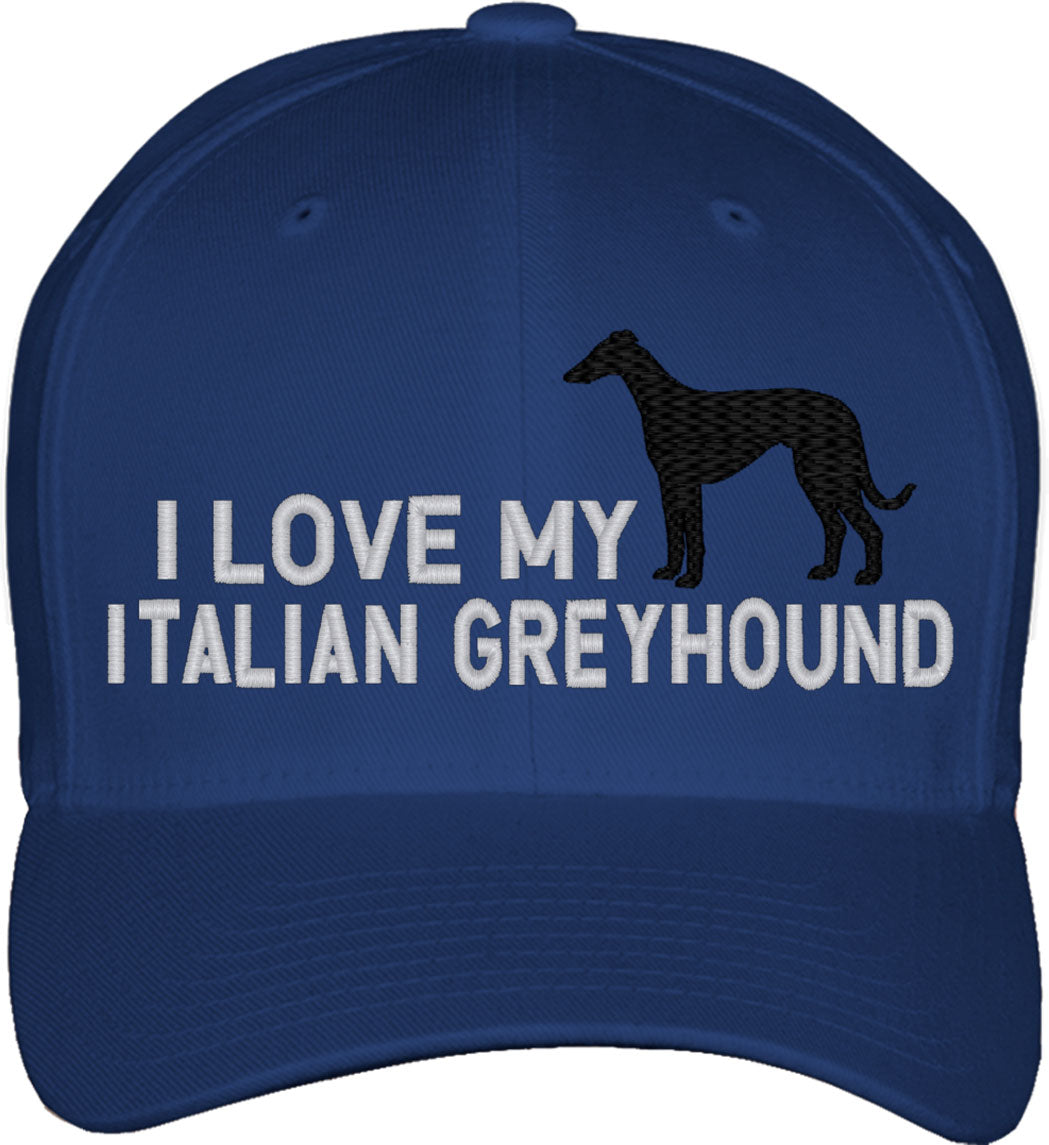 I Love My Italian Greyhound Dog Fitted Baseball Cap