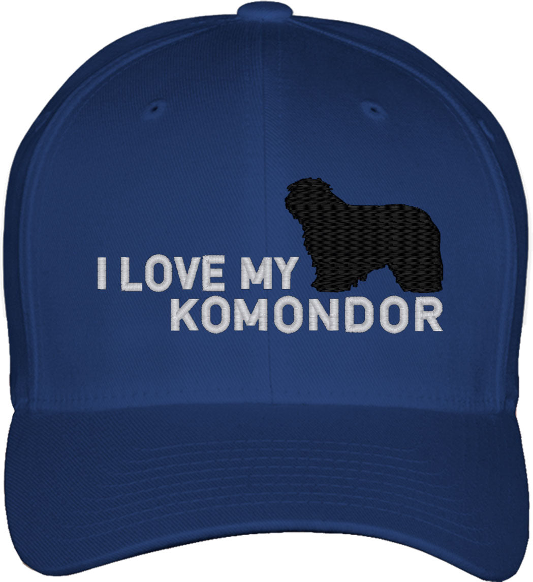 I Love My Komondor Dog Fitted Baseball Cap