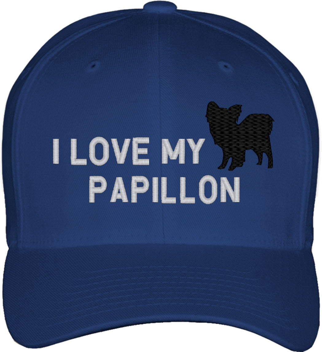 I Love My Papillon Dog Fitted Baseball Cap