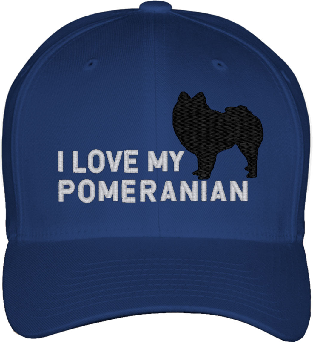 I Love My Pomeranian Dog Fitted Baseball Cap