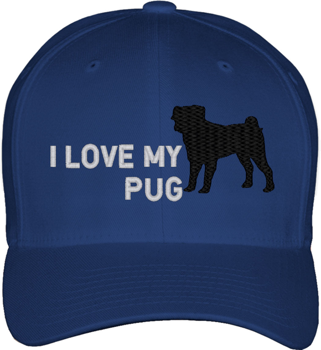 I Love My Pug Dog Fitted Baseball Cap