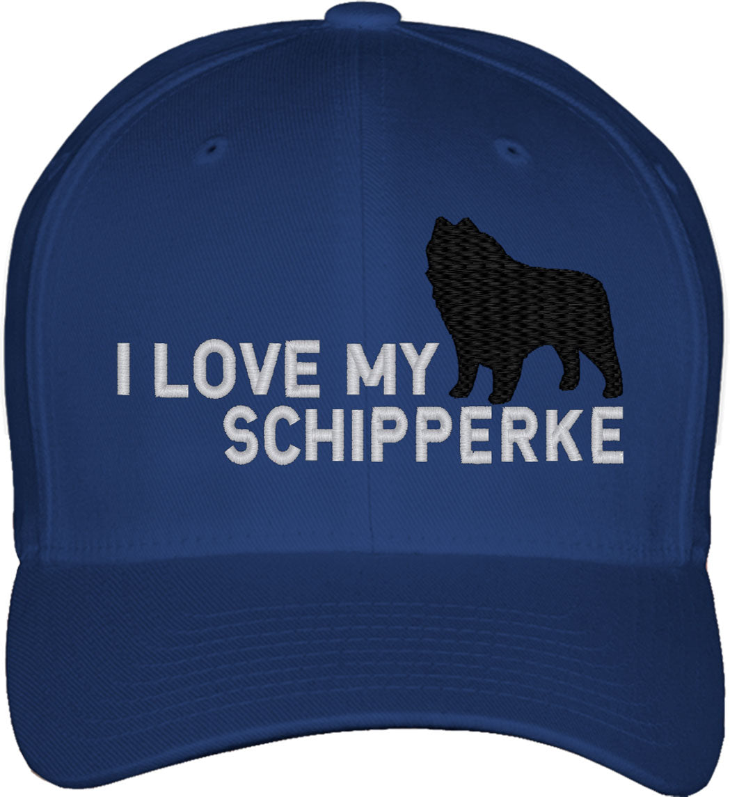 I Love My Schipperke Dog Fitted Baseball Cap