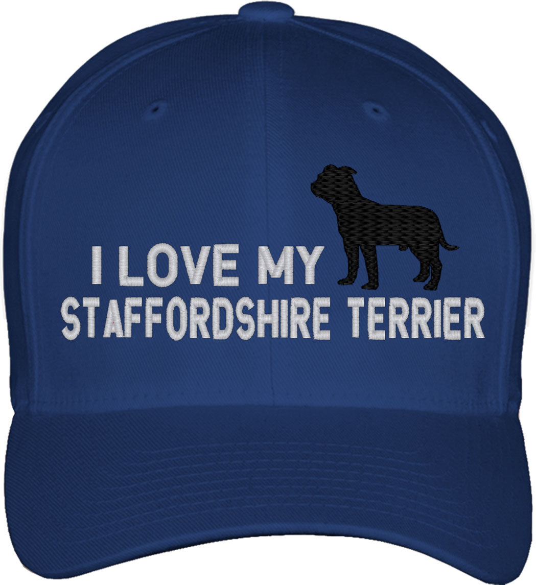 I Love My Staffordshire Terrier Dog Fitted Baseball Cap