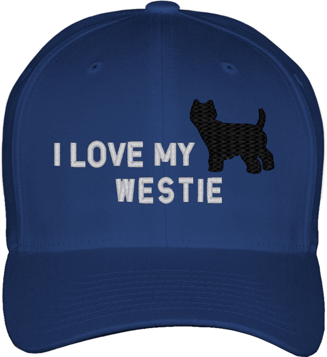 I Love My Westie Dog Fitted Baseball Cap