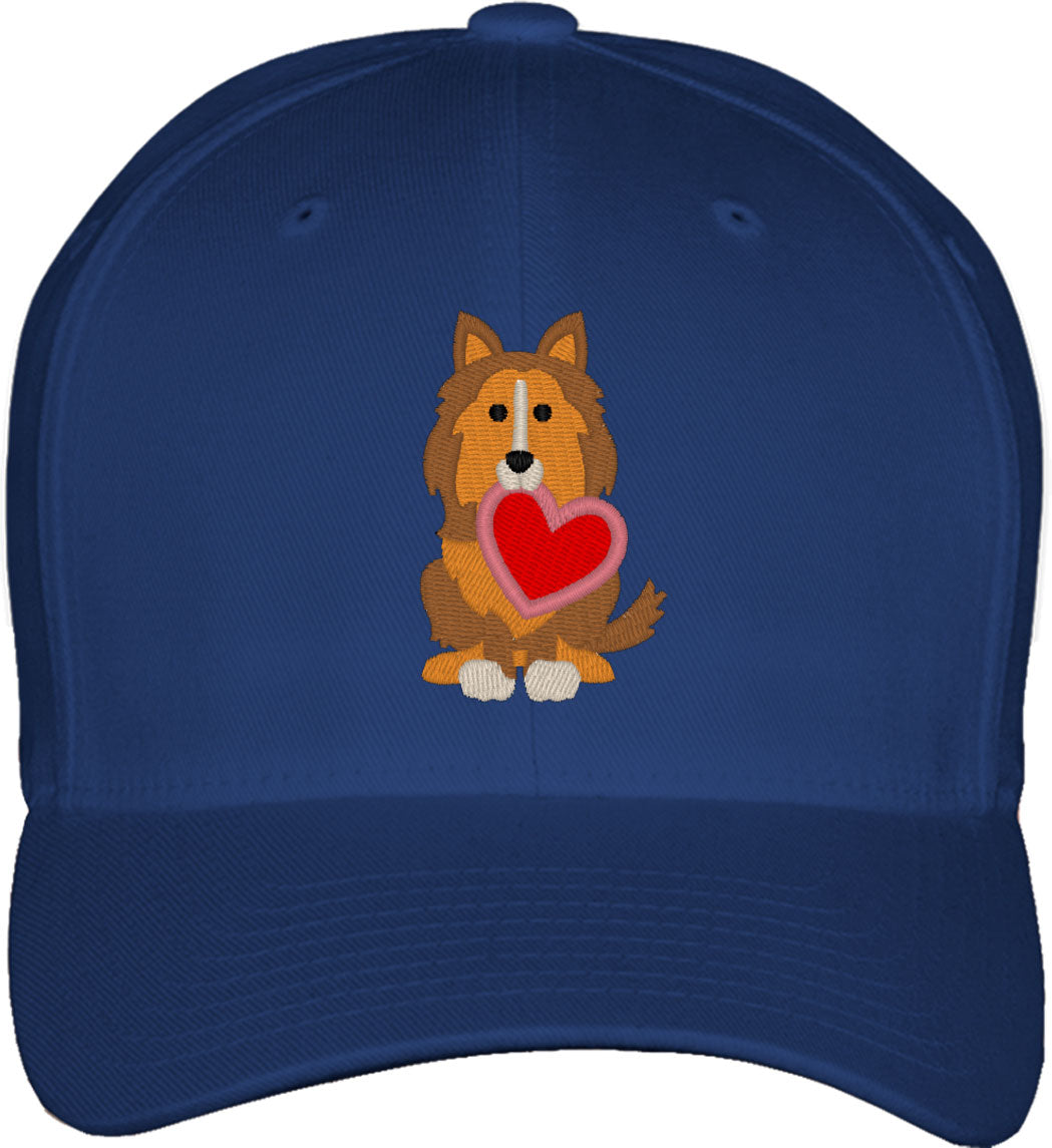 Sheltie Puppy Dog Love Fitted Baseball Cap