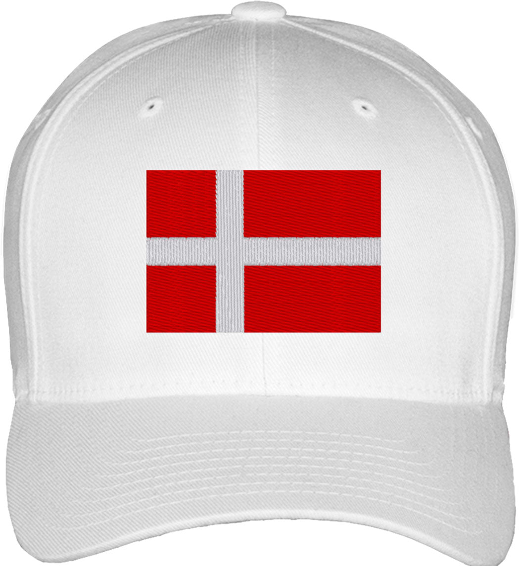 Denmark Flag Fitted Baseball Cap