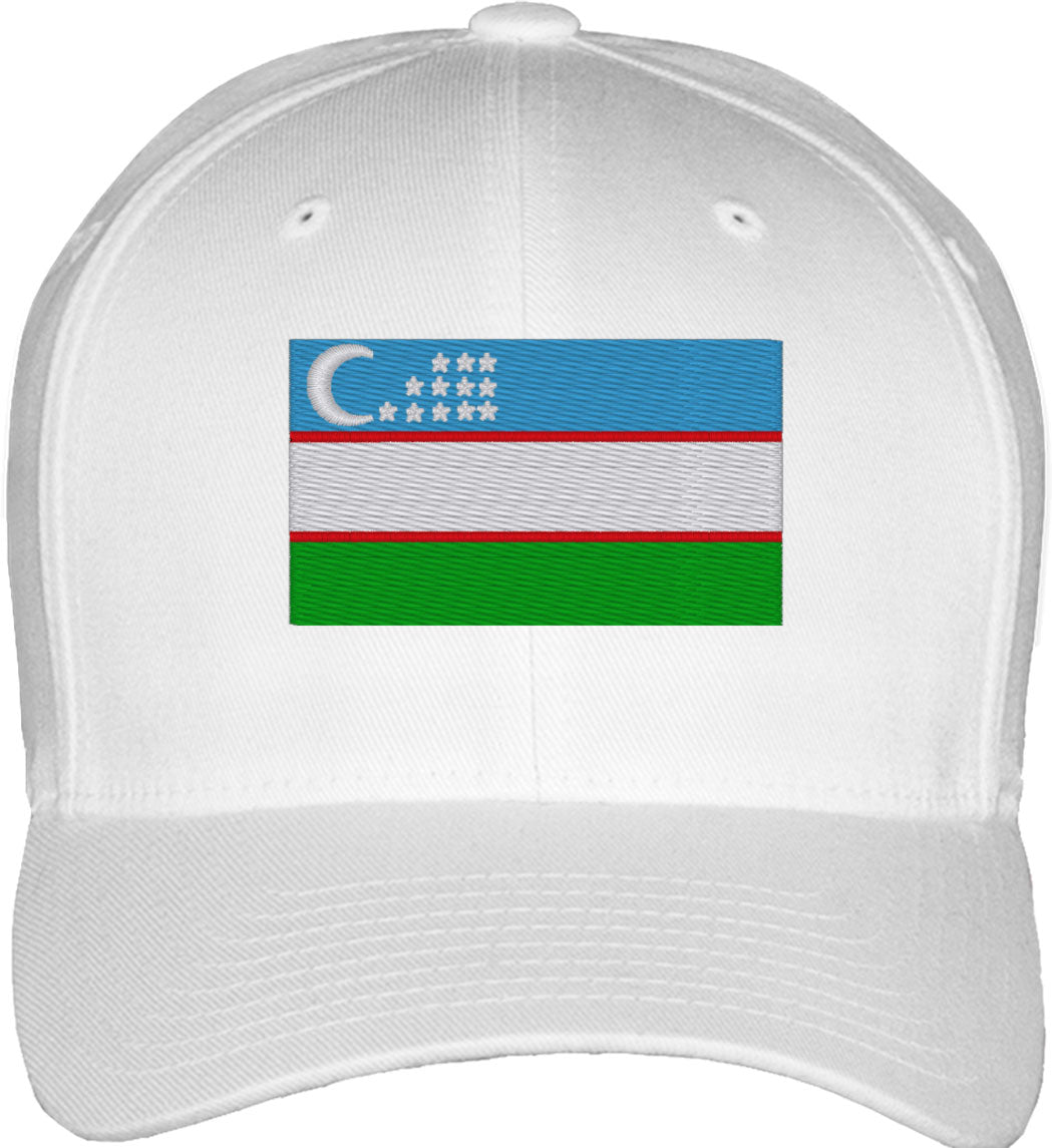 Uzbekistan Flag Fitted Baseball Cap