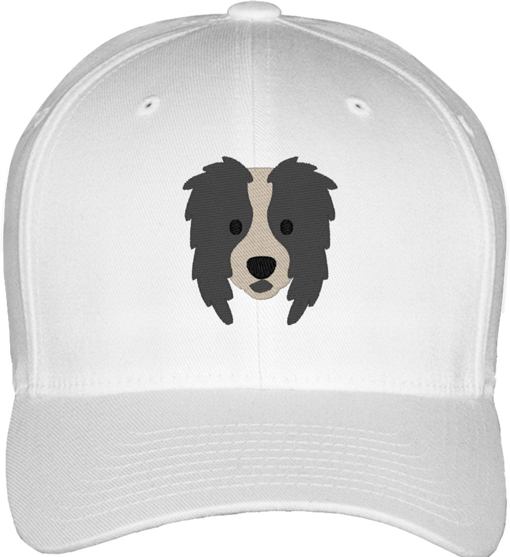 Border Collie Dog Face Fitted Baseball Cap