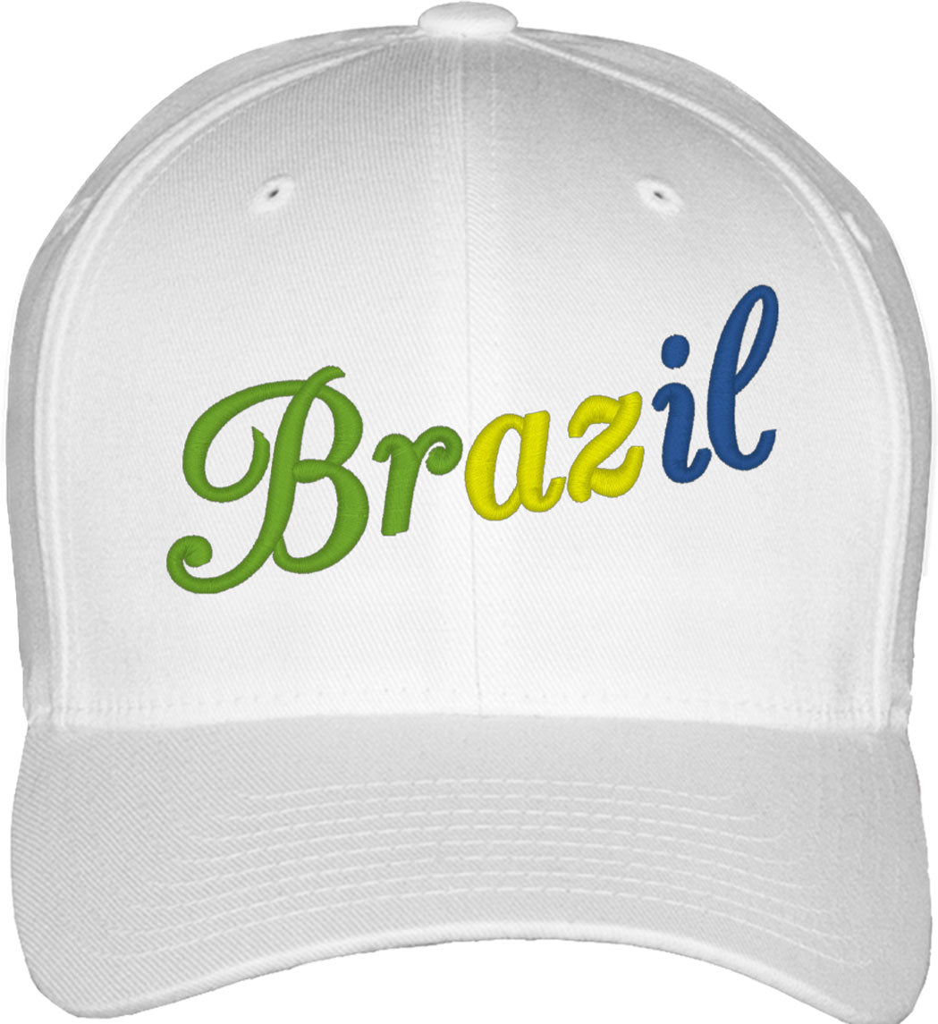 Brazil Script Fitted Baseball Cap