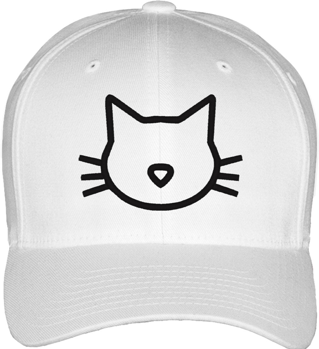 Cat Face Silhouette Fitted Baseball Cap