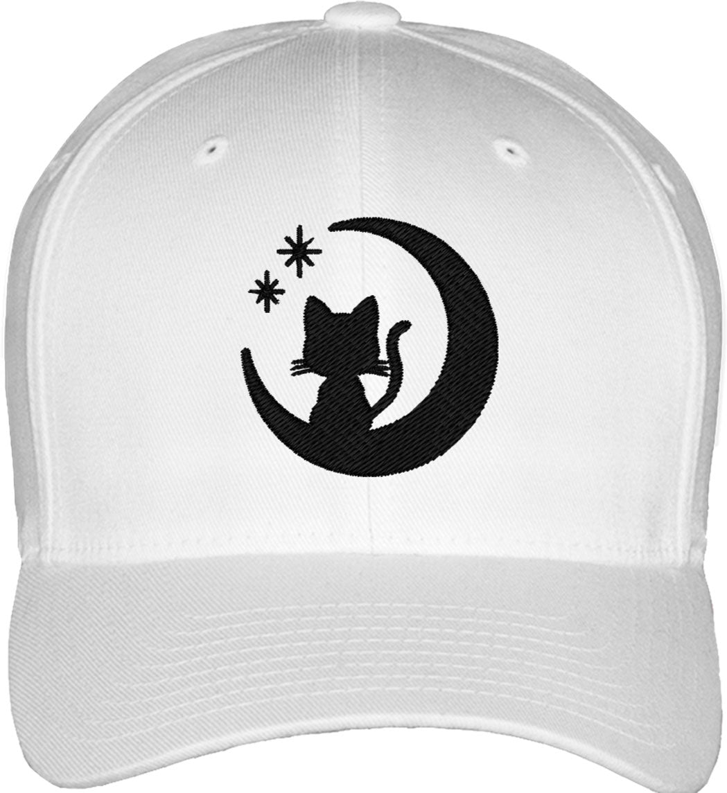 Cat Moon Fitted Baseball Cap