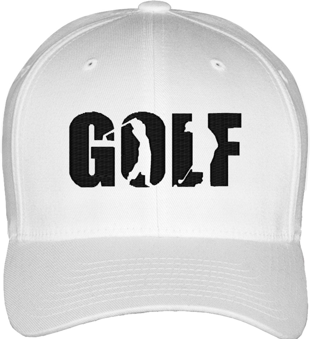 Golf Typography Silhouette Fitted Baseball Cap