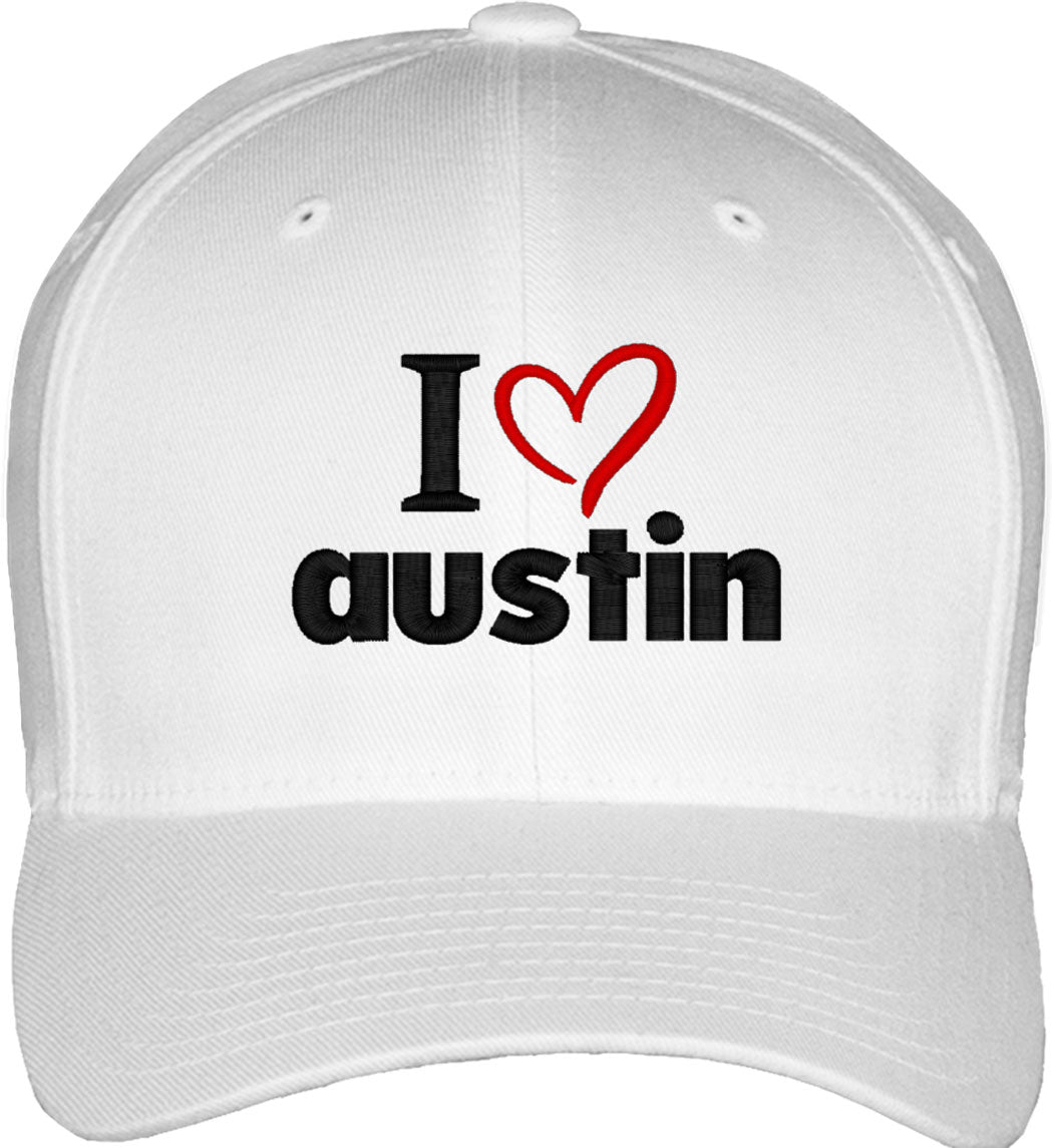 I Love Austin Fitted Baseball Cap
