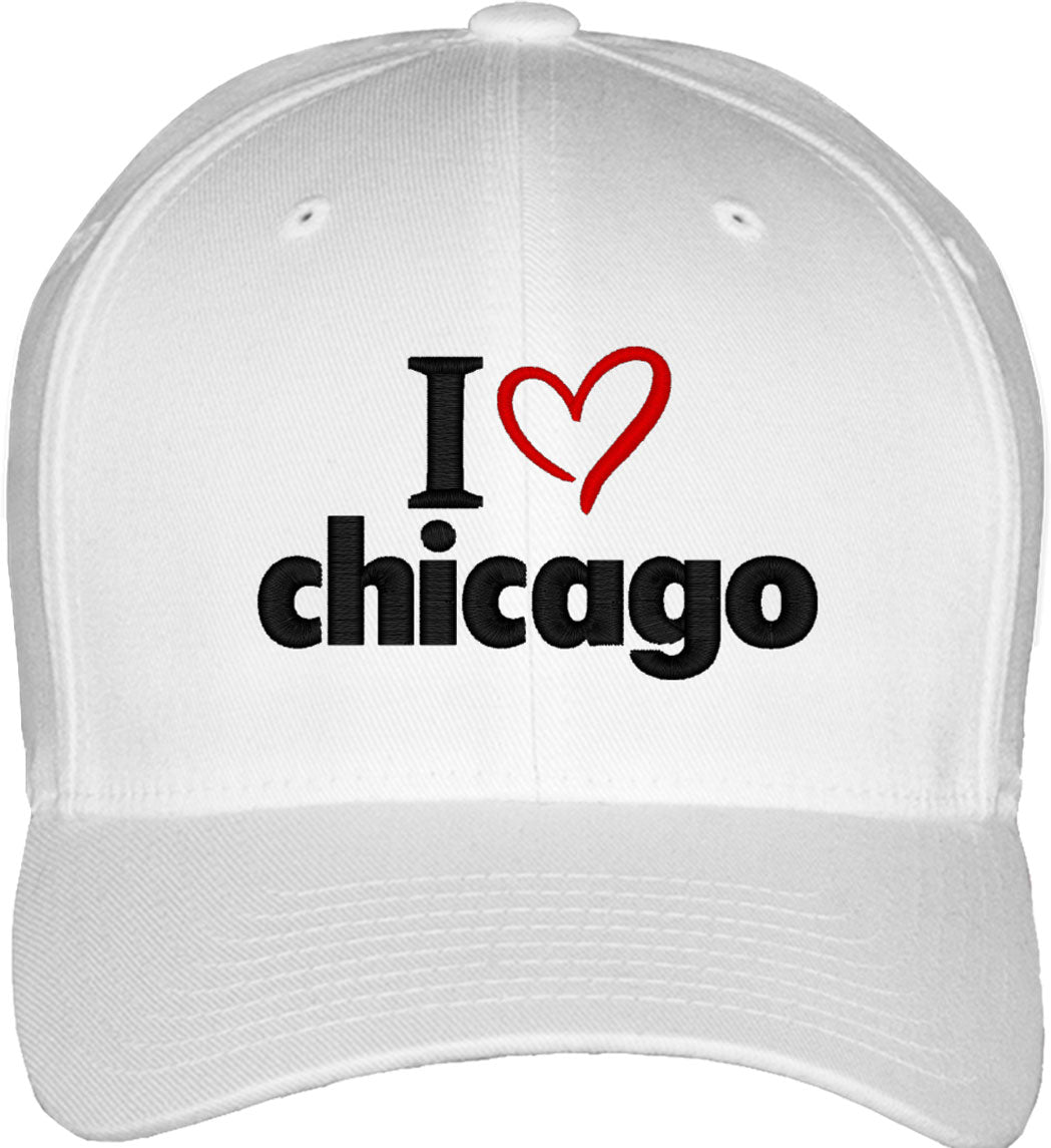 I Love Chicago Fitted Baseball Cap