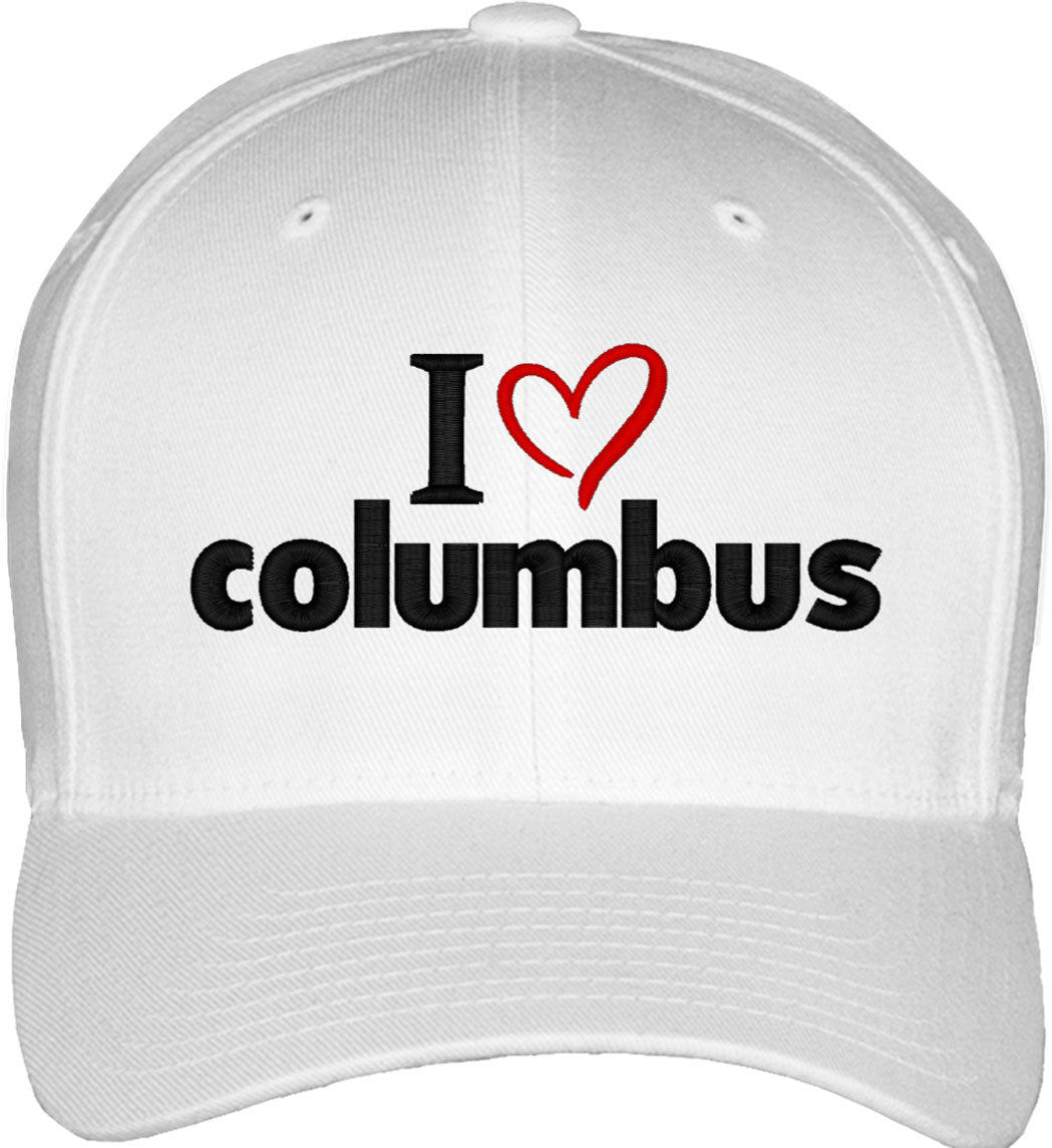 I Love Columbus Fitted Baseball Cap