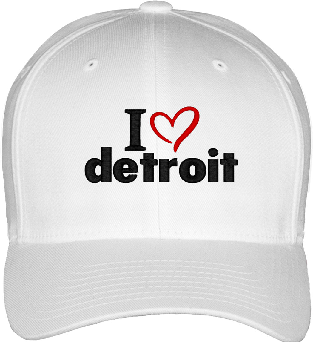I Love Detroit Fitted Baseball Cap