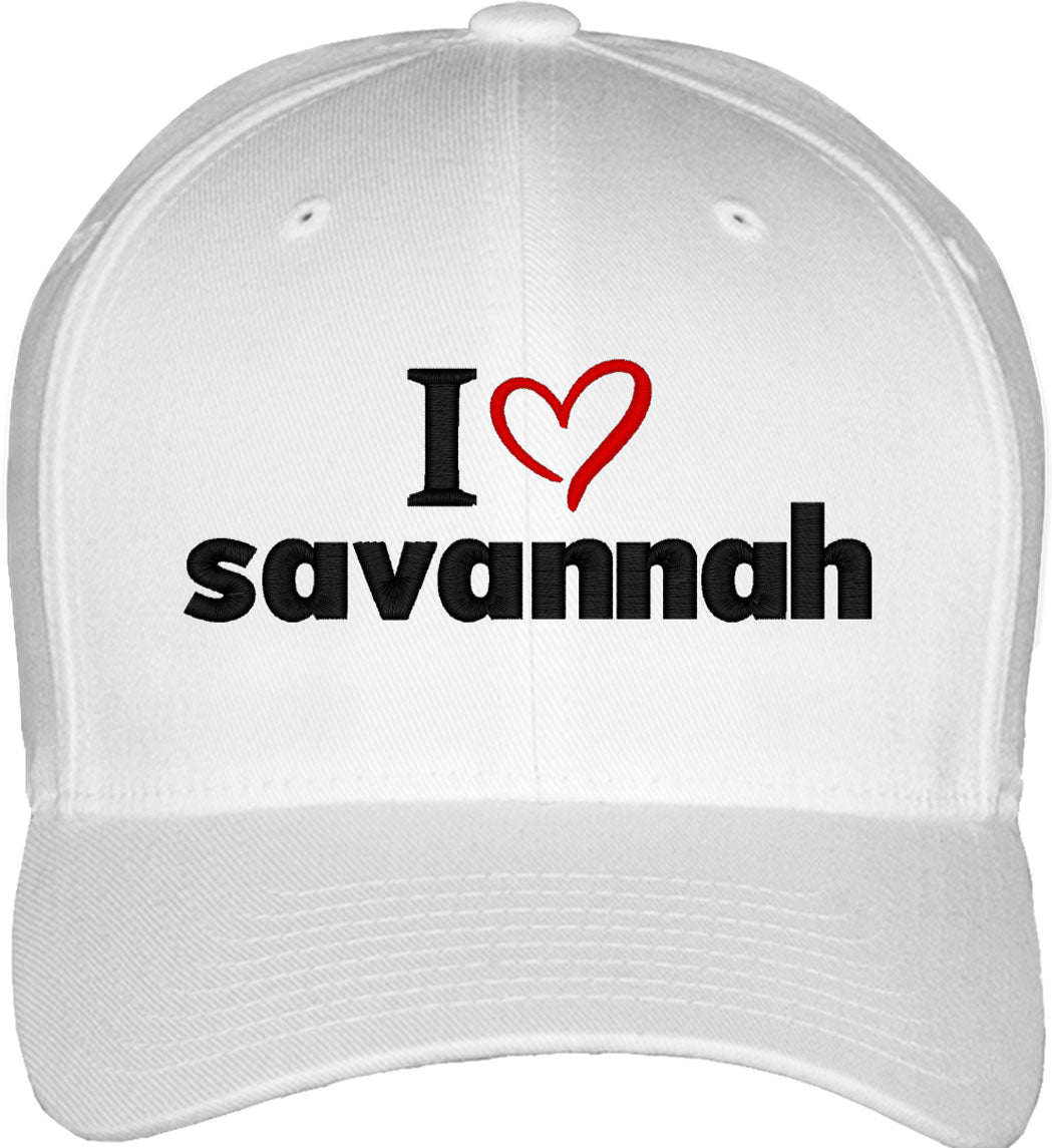 I Love Savannah Fitted Baseball Cap