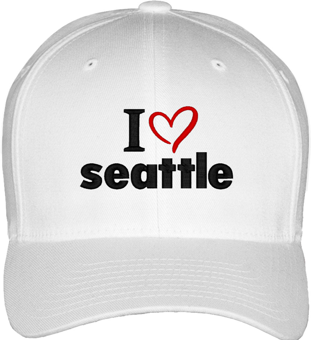 I Love Seattle Fitted Baseball Cap