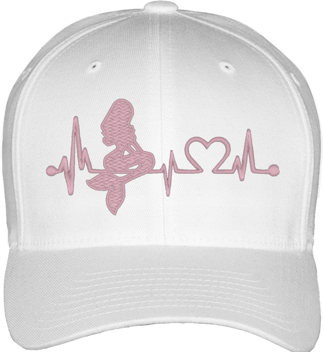 Mermaid Heartbeat Lifeline Fitted Baseball Cap