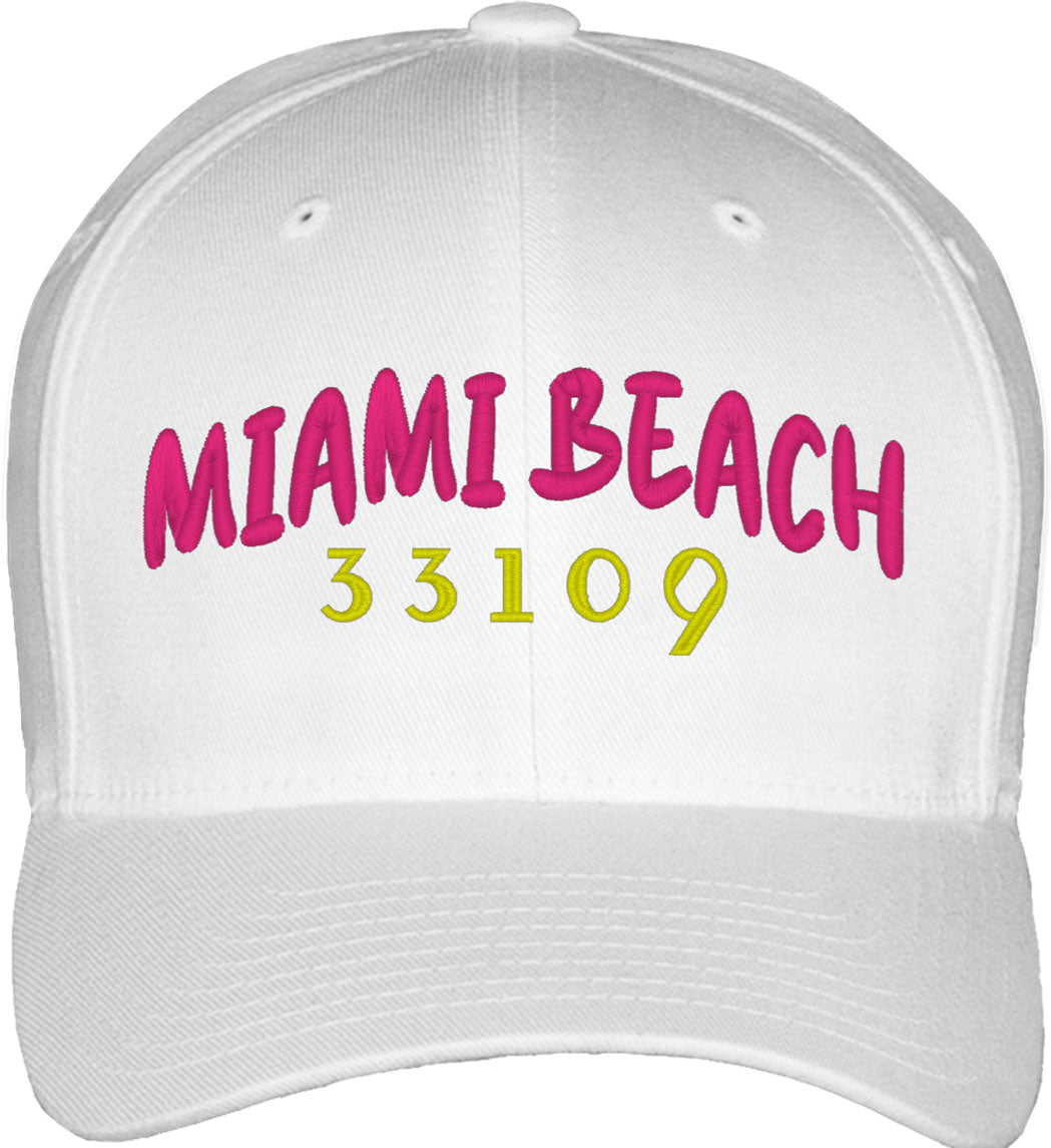 Miami Beach 33109 Fitted Baseball Cap