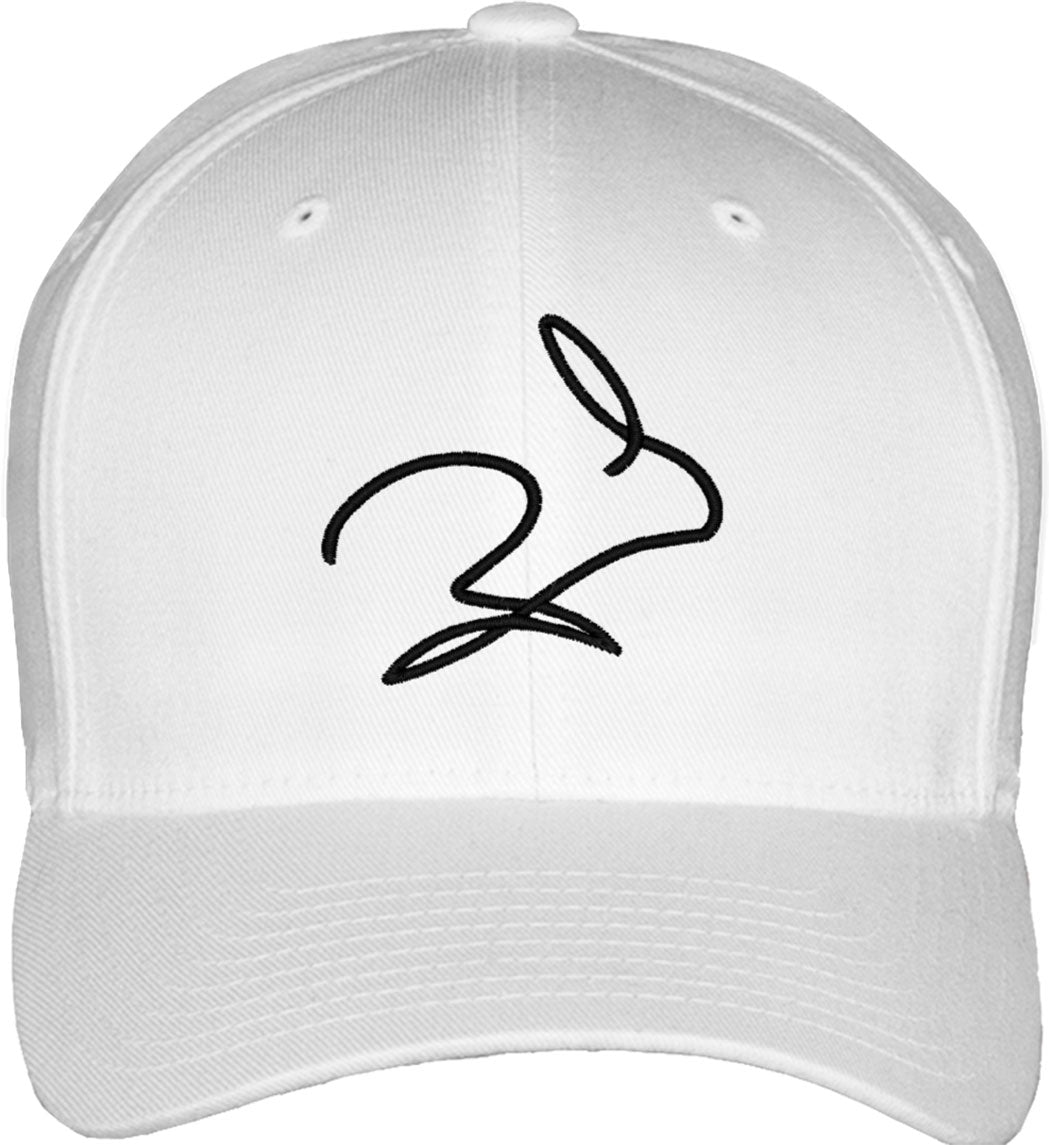 One Line Rabbit Bunny Drawing Fitted Baseball Cap