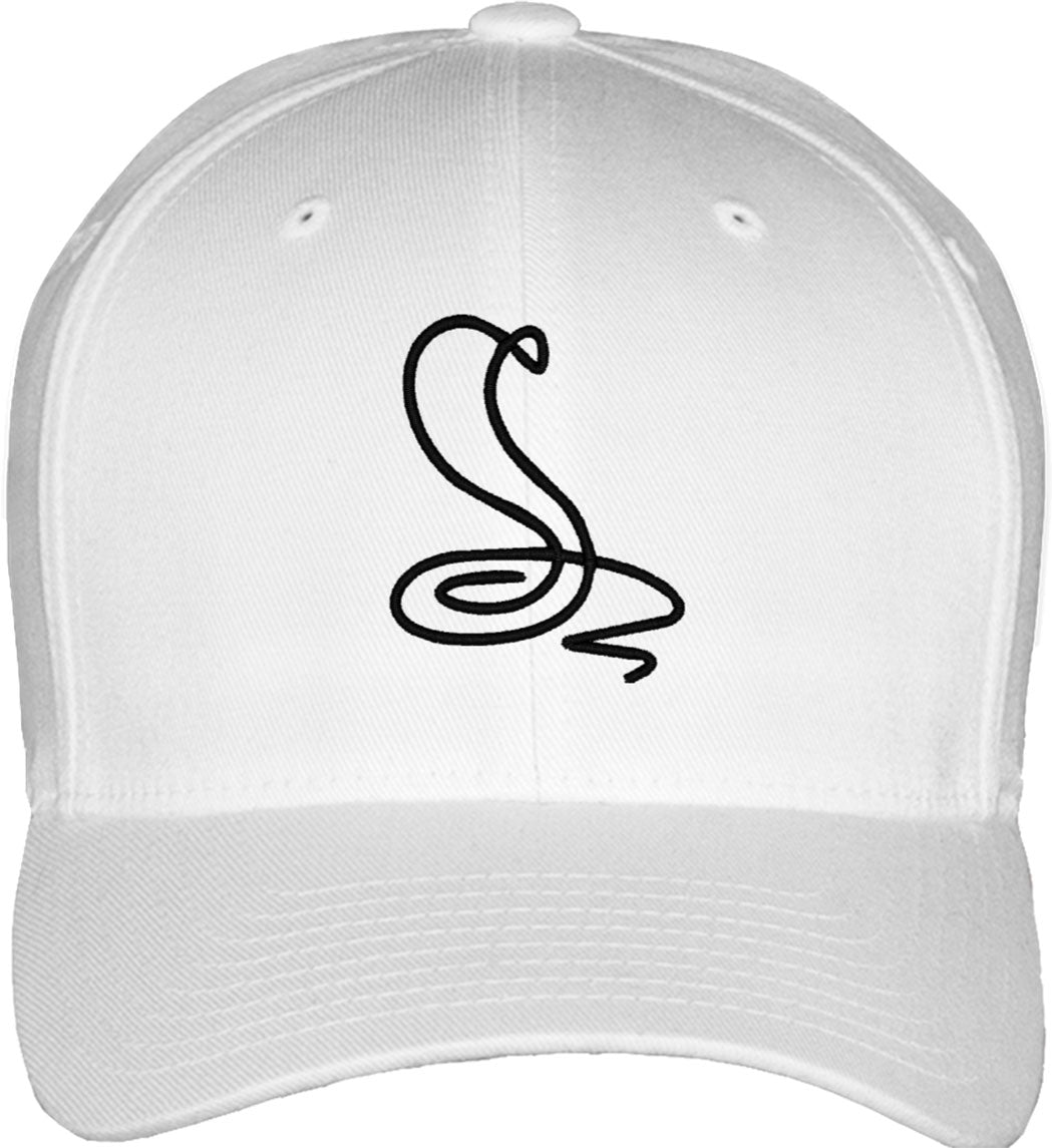 One Line Cobra Drawing Fitted Baseball Cap