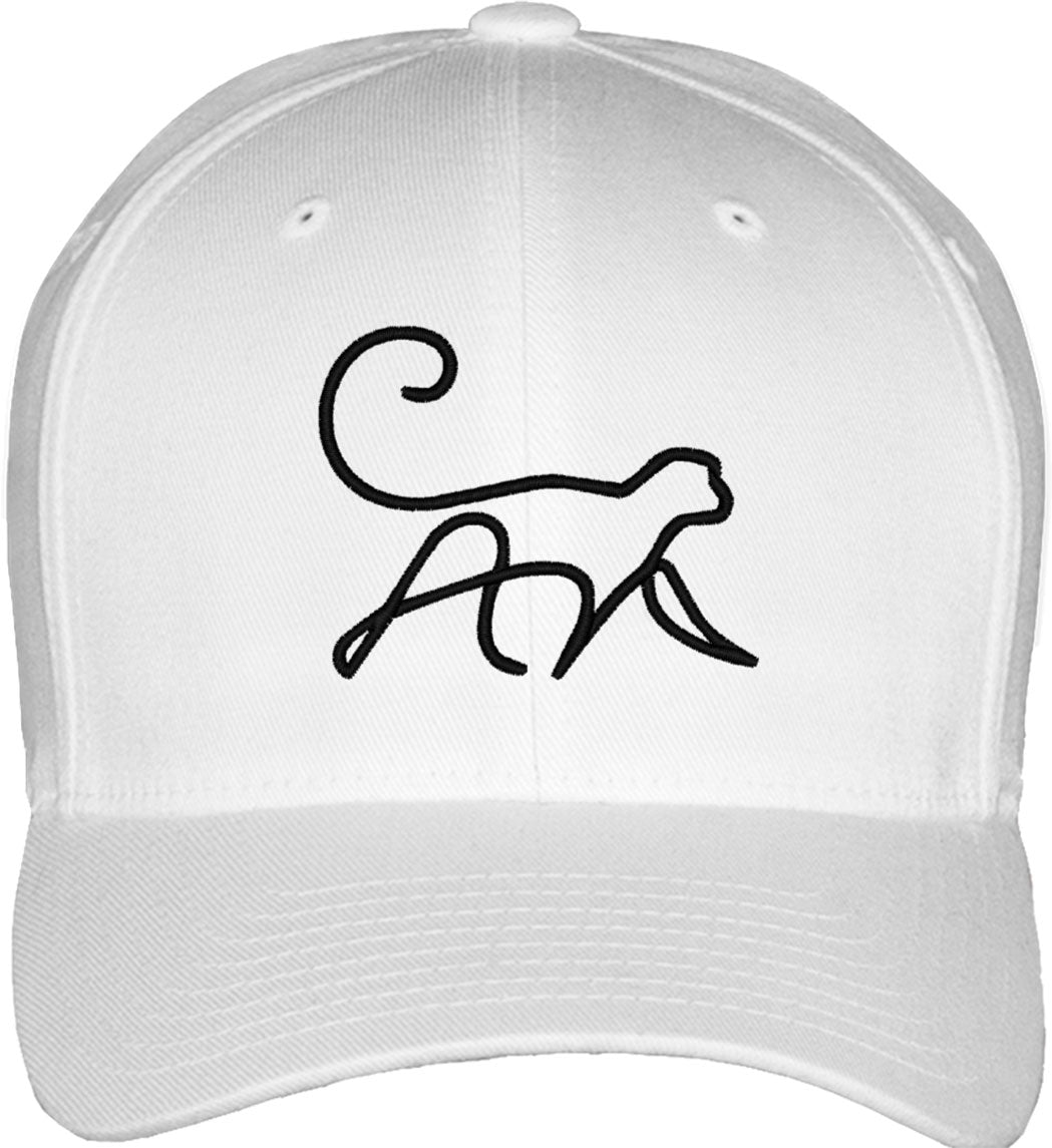 One Line Monkey Drawing Fitted Baseball Cap