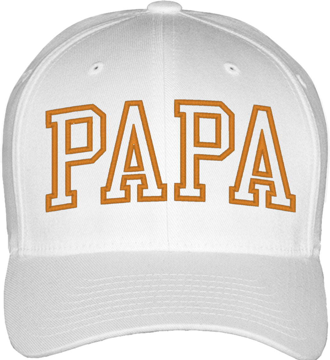 Papa Outline Typography Fitted Baseball Cap