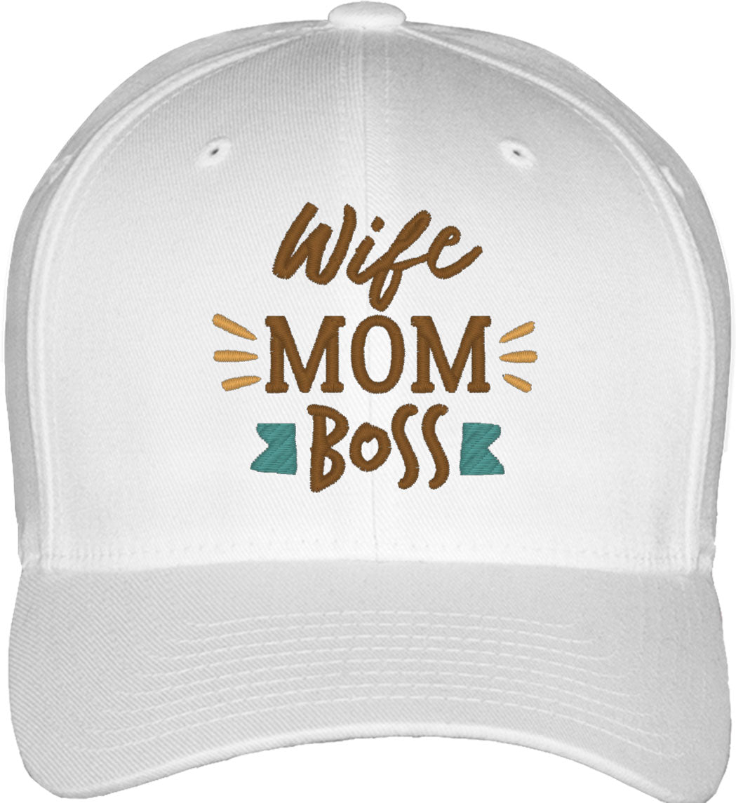 Wife Mom Boss Mother's Day Fitted Baseball Cap