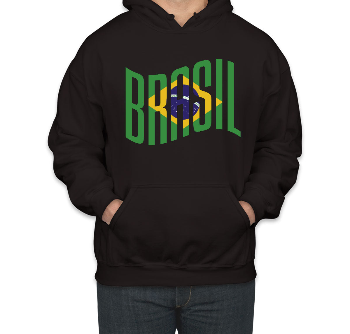 Brasil Typography With Brazil Flag Unisex Hoodie