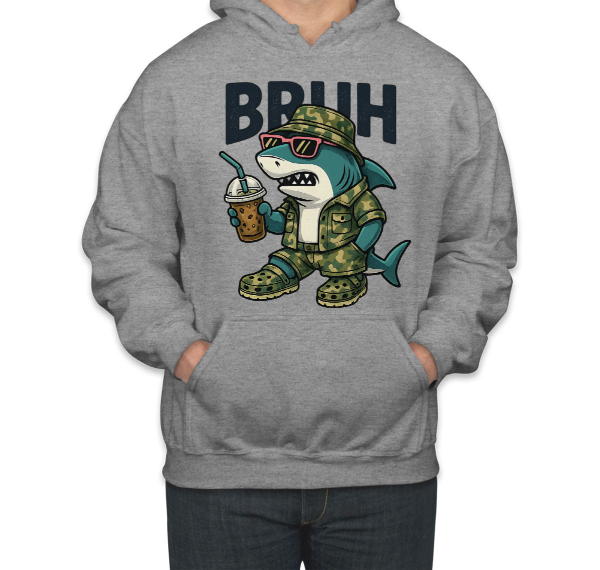 Camo Shark Bruh Hunting Unisex Hoodie