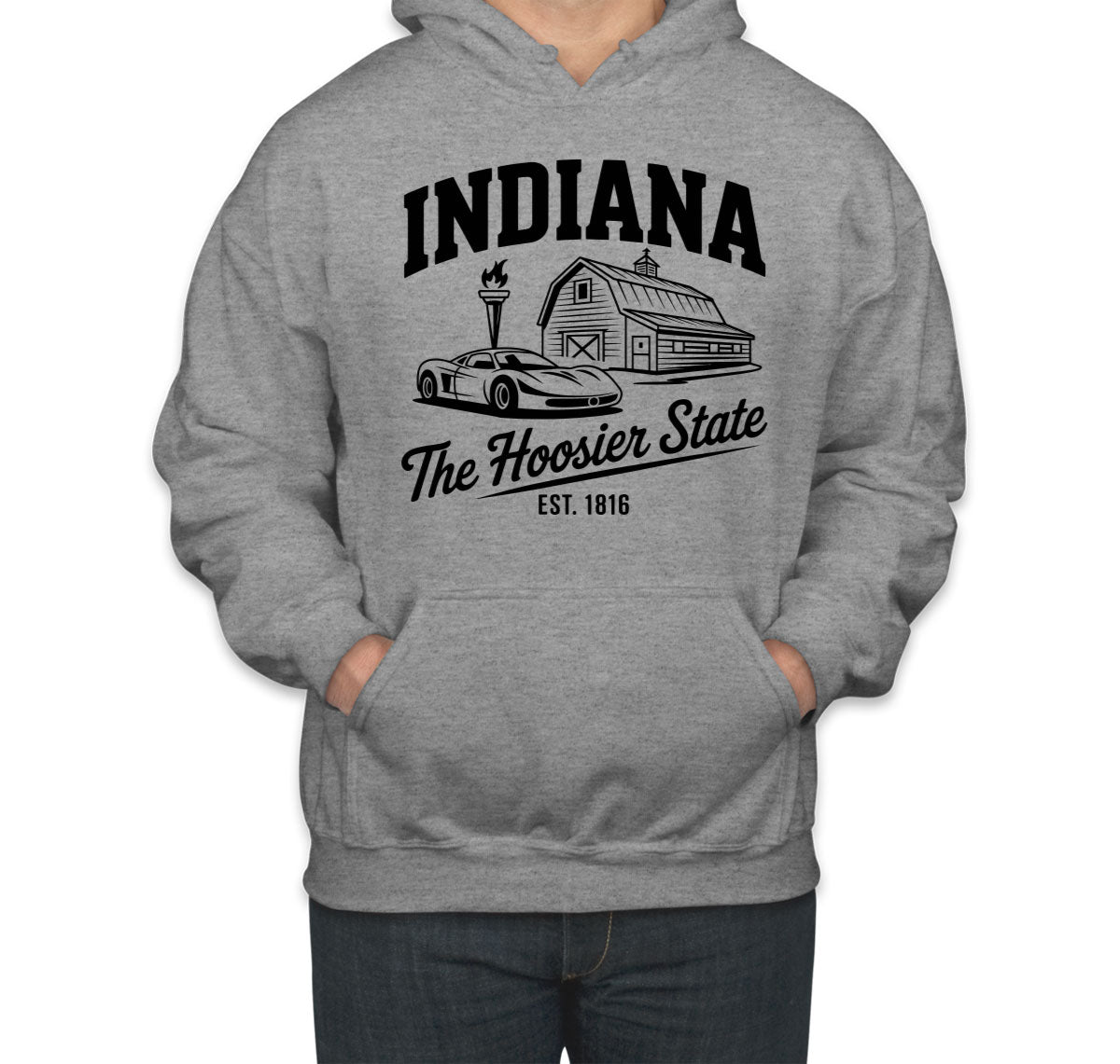 Indiana Cityscape Illustration The Hoosier State Unisex Hoodie