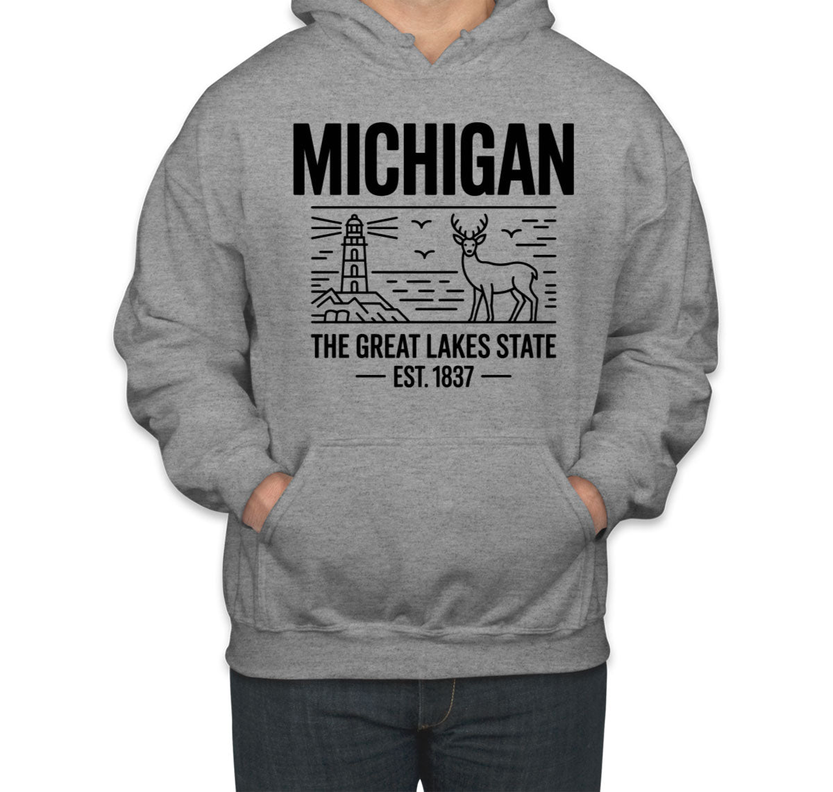 Michigan Cityscape Illustration The Great Lakes State Unisex Hoodie