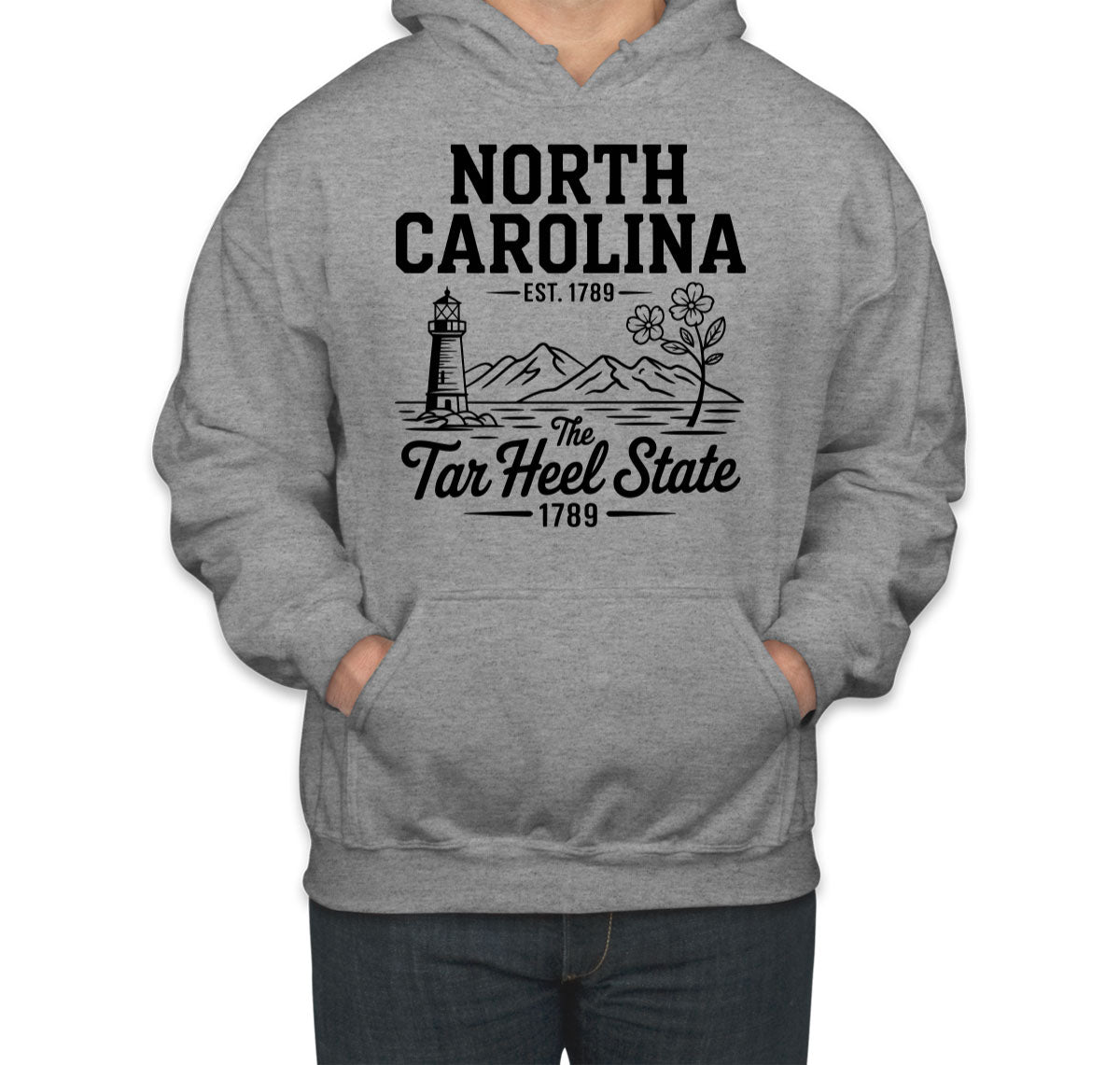 North Carolina Cityscape Illustration The Tar Heel State Unisex Hoodie