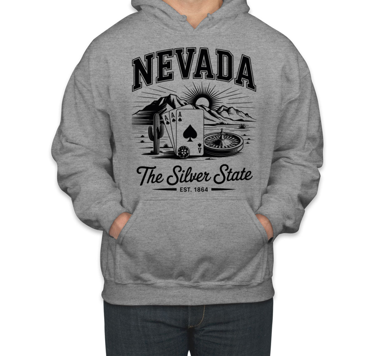 Nevada Cityscape Illustration The Silver State Unisex Hoodie